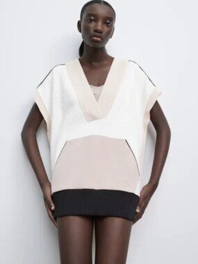 ZARA Oversized Contrast Top/Vest/Sweatshirt Size XS-S NWT